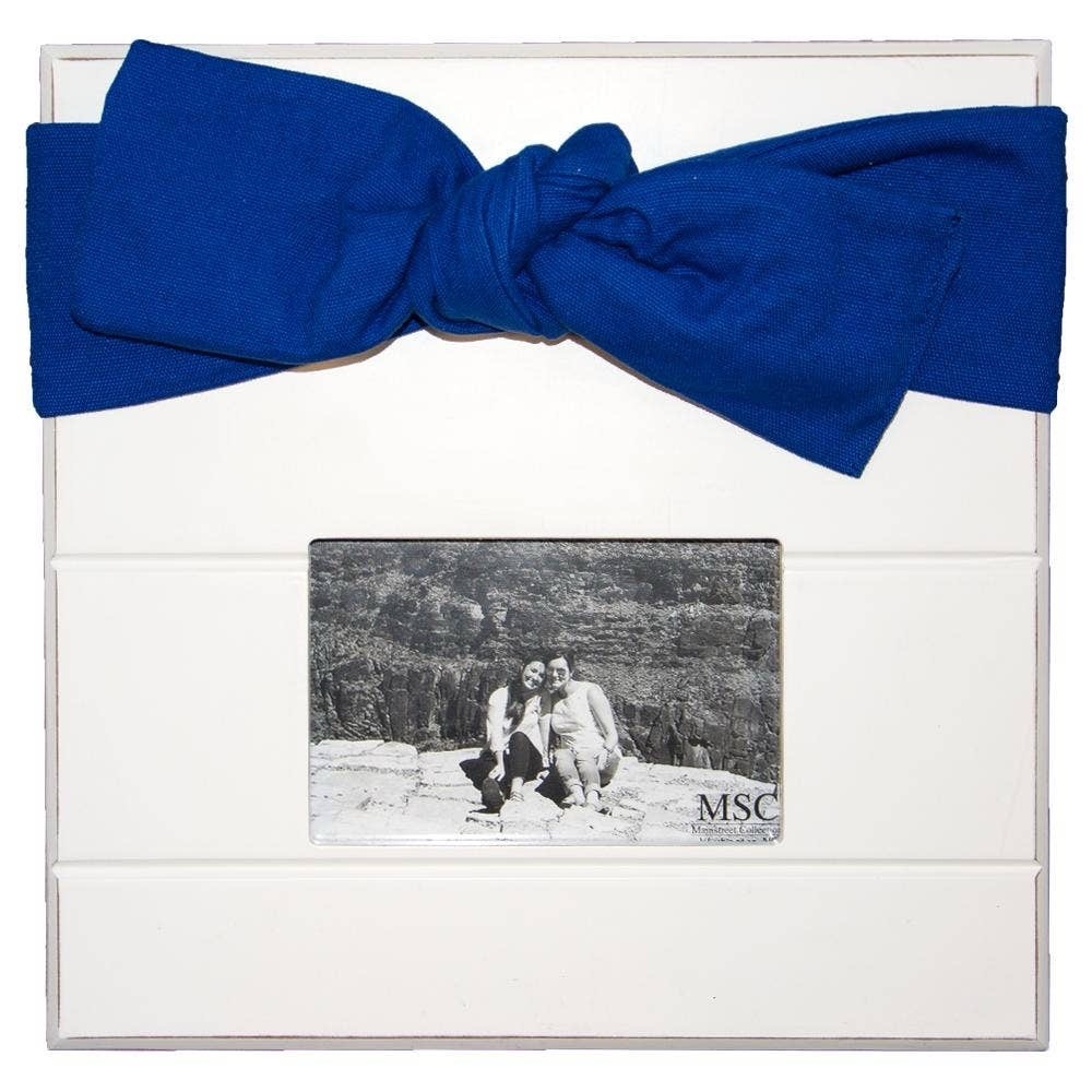 NIB >> Navy Canvas Bow 12x12 Wooden Frame